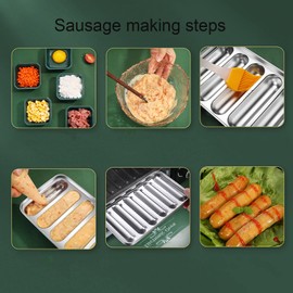 TOWEBOORY Stainless Steel Sausage Mold, Homemade Hot Dog Mold 6-Cavity 304 Stainless Steel Hotdog Maker,Food Supplement Meat Sausage Mould