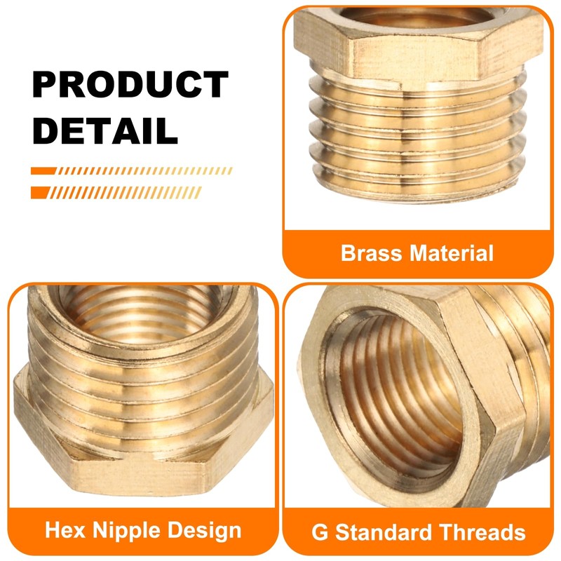 sourcing map 6 Pcs G1/2" Male x G3/8" Female Threaded