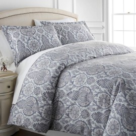 Boho Paisley Collection - Premium Quality, All-Season Down Alternative Easy Case, Over-Sized 2-Piece Comforter Set, Twin / Twin XL, Grey
