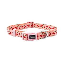 Olahibi Dog Collar and Leash Set, Cute Cherry Pattern, Polyester Material, 5ft Leash, for Medium Dogs.(Medium,Pink Cherry)