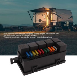 Fuse and Relay Box, IP65 Waterproof Relay Box with Long Life Strong ABS Easy Installation with Bracket for Ships