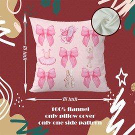 Geqtt Coquette Ballet Pillow Covers 18x18 - Pink Bow Ballet Pillowcases, Preppy Coquette Throw Pillow Covers, Pink Bow Ribbon Pointe Shoes Decor, Girly Room Decor