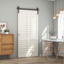 TSMST 3.5ft Bi-Folding Sliding Barn Door Hardware Track Kit for 2 Doors,Heavy Duty Sturdy Bifold Barn Door Hardware Kit,Easy to Assemble,Smoothly and Quietly,J Shape(No Door)