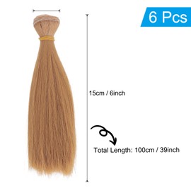 PATIKIL 15CM Doll Hair Wigs, 6 Pcs High Temperature Silk Straight Wig Hair Extension Accessories for Doll Hair Making Kit DIY Handmade, Yellow