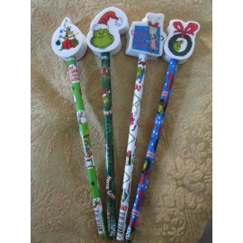 The GRINCH Pencils with Large Erasers, 4 in All, The Grinch, Max, Cindy Lou