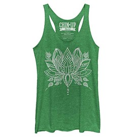 Chin Up Womens Henna Lotus Shirt, Envy, Medium US