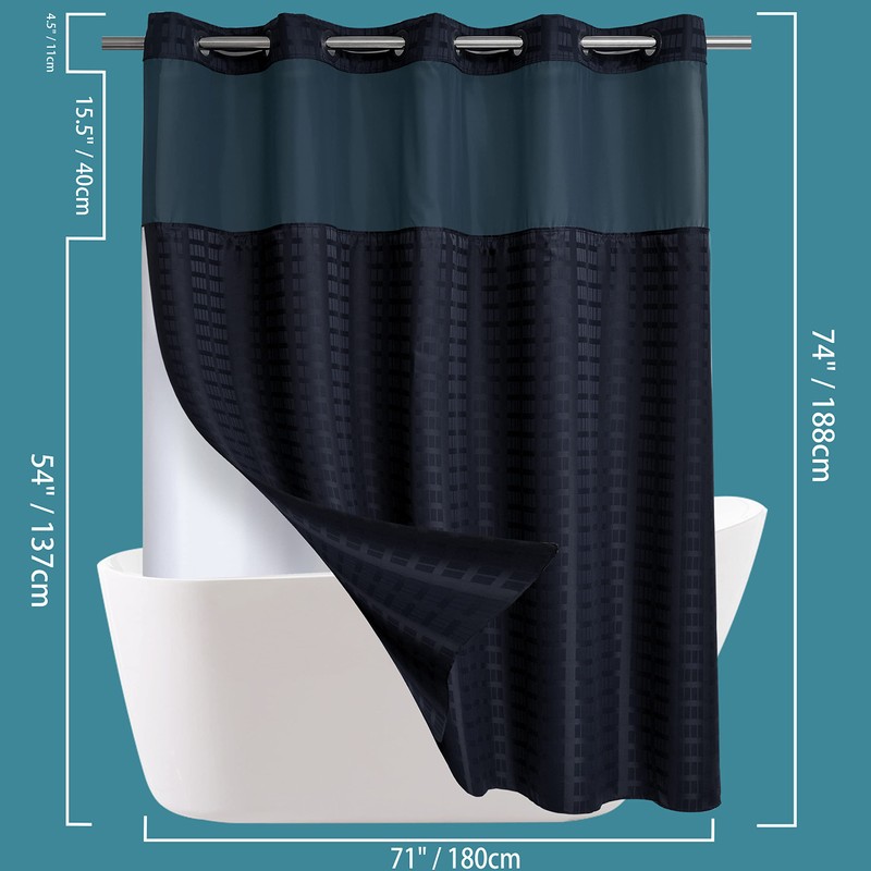 Conbo Mio No Hook Shower Curtain with Snap in Liner