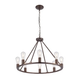 MICSIU 8 Light Farmhouse Wagon Wheel Chandelier Oil Rubbed Bronze, 25 Inch Contemporary Kitchen Pendant Lighting Over Island, Farmhouse Hanging Ceiling Light for Bedroom, Living Room, Foyer