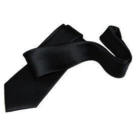 Silk Necktie, Black Vermilion, Solid Color, black sateen