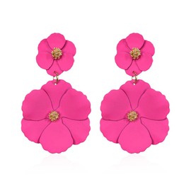 QKEPCY Flower Earrings for Women Resin Flower Earrings Daisy Pendant Earrings Retro Earrings 60s 70s Cute Hollow Flowers Earrings for Women Girls, 100% alloy