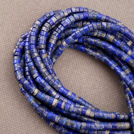 150PCs Natural Lapis Lazuli Spacer Beads, Loose Semi Precious Flat Round Gemstone Heishi Disc Stone Beads for Beading Jewelry Making 4mm*2mm 38cm