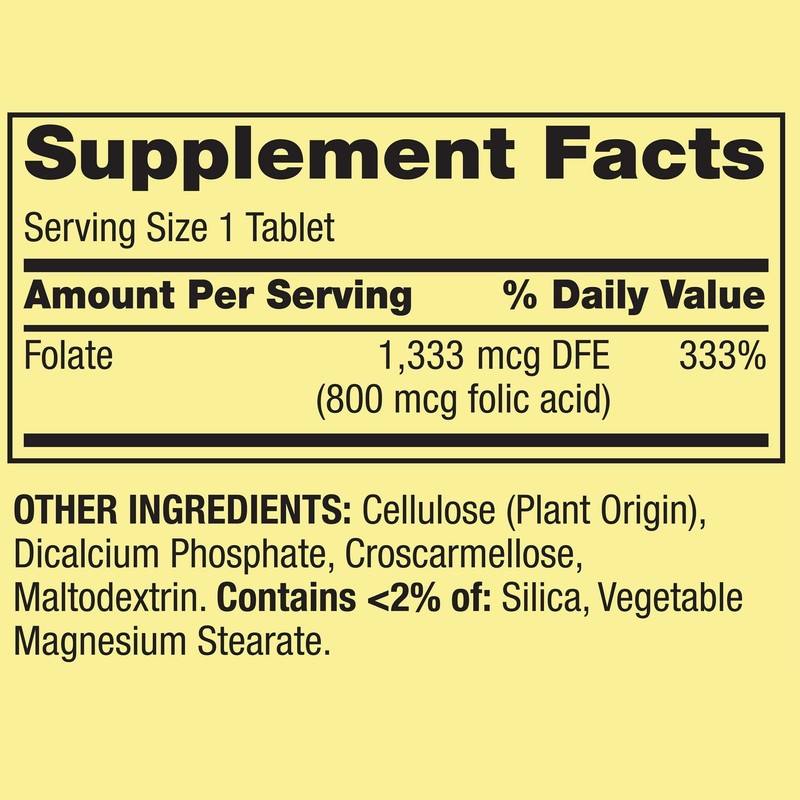 Spring Valley Folate Dietary Supplement, 1,333 mcg, 400 Count -