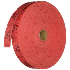 PREMIER SOUTHERN TICKET Single Ticket Roll, 2" x 1", Red