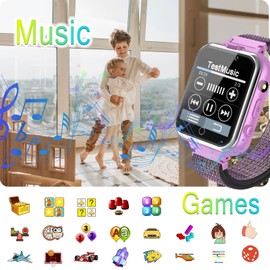 PTHTECHUS Smartwatch Teléfono para niños - Reloj Inteligente conversación bidireccional Chico Chica con SOS 24 Juegos Música Reproductor de MP3 HD Cámara Calculadora Linterna Temporizador de Alarma