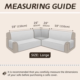 Arfntevss Corner Sectional Couch Cover - L Shaped Sofa Slipcover, Washable Quilted Non-Slip U Shape Furniture Protector for Pet Dog (Light Grey, Large)