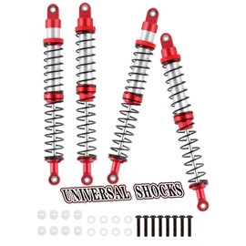 Rcarmumb 130mm Universal Shock Absorber Upgrades Part for 1/10 RC Scale Cars,Aluminum Alloy 7075 RC Adjustable Shocks Damper Universal Hops Up,4PCS,Red