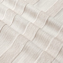 Foindtower Set of 2 Decorative Striped Chenille Throw Pillow Covers Luxury Accent Cushion Covers Soft Farmhouse Pillowcase for Bed Couch Sofa Bedroom Living Room Home Decor 20×20 Inch Natural Ivory