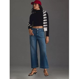 KUNMI Women's Wide Leg High Waisted Stretchy Straight Leg Jeans Baggy Loose Trendy Ankle Denim Pants