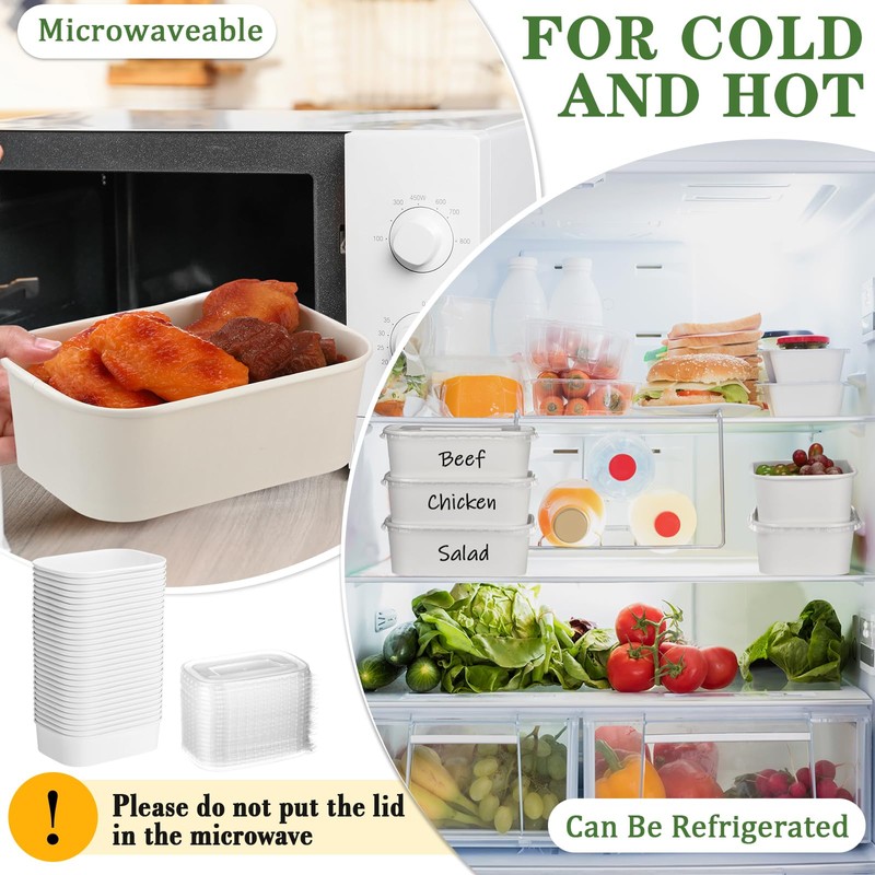 Maxdot 50 Pack Disposable Food Containers with Lids Paper Food