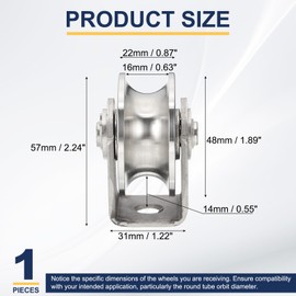 sourcing map U Groove Wheel with Bracket, Stainless Steel Track Wheel Dia.1.9" Load 660 lbs Heavy Duty Rigid Caster for Inverted Rolling Gate Industrial Machines, Silver Tone