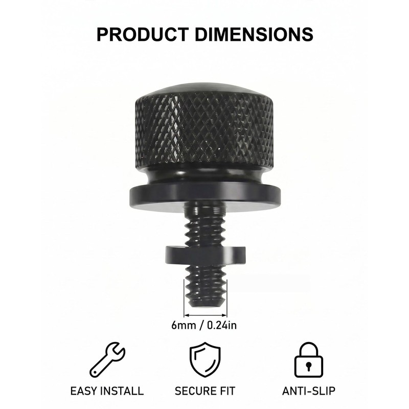 KQOZG Motorcycle Seat Bolts 6 mm Black (Pack of 2)