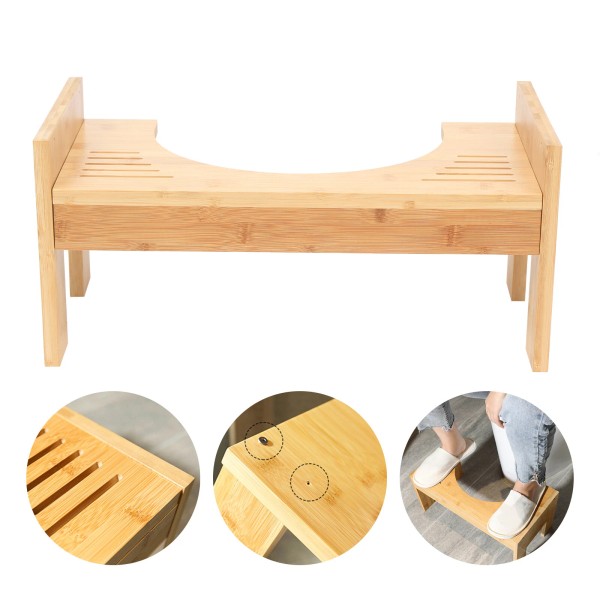Unbranded Bamboo Adjustable Toilet Stool, 7-9 Inches Bamboo Potty Stool,