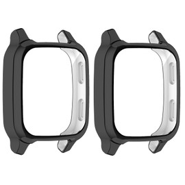 Screen Protector Compatible with Garmin Venu Sq 2 Smartwatch Case Soft TPU Full Protection (Black+Black)