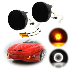 KENRTIR Smoked Lens DRL LED Turn Signal Lamp Compatible with 1998-2002 Pontiac Firebird Coupe Convertible 6Cyl 8Cyl 3.8L 5.7L Base Trans Am Formula Front Bumper Side Marker Parking Lights