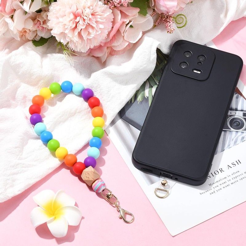 LEGENTLISUR Rainbow Silicone Beaded Phone Wrist Strap Cellphone Wristlet Lanyard