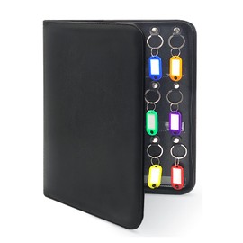 Portable Zippered Key Organizer,Leather Key Case with 36 Key Hooks and Tags Key Storage, Portable Manager,Landlord Key Binder,Zipper Key Organizers for Estate Sales,Hotel Executives,Car Rental Key Box