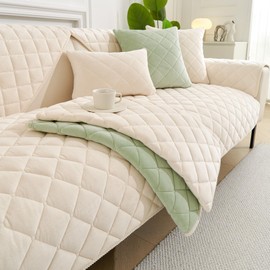 GKXLH Sofa Cover Washable, Soft Milk Fleece Sofa Covers for 1 2 3 Seater Non-Slip Sofa Slipcovers Couch Covers for Sectional Sofa Corner Sofa L Shape Furniture Protector (Beige, 90x160cm)