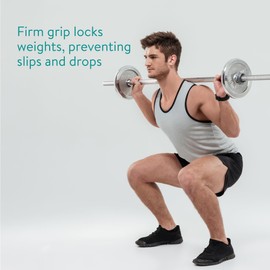 Navaris Barbell Locking Collar 2-Pack - 5cm (2") Olympic Weight Lifting Clamps with Quick Latch & Magnetic Design - Easy-Use Gym Clips - Lightweight Clips for Bar - Grey/Black