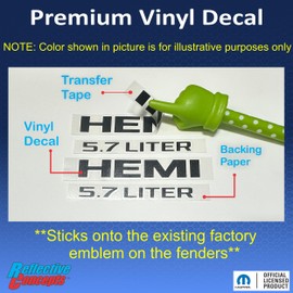 HEMI 5.7 Liter Emblem Overlay Decal - 2013-2018 Ram - (Color: Orange)