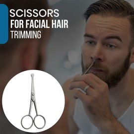 ASIPRO Nose Hair Scissors for Men & Women with Pouch Nose Scissors Small Scissors for Rounded Eyebrow Scissors, Small Blunt Tip Scissors for Eyelashes, Beard, & Mustache Nose Hair Safety Scissors