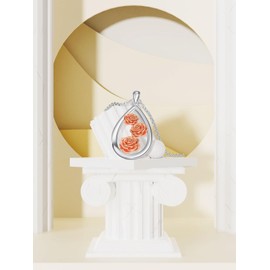 Seiyang Teardrop Rose Necklace 925 Sterling Silver June Birth Flower Pendant Floral Birthday Jewelry Gift for Women