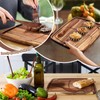 Hushee 16 Pcs Acacia Wooden Steak Plates Board Serving Tableware