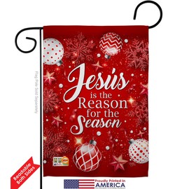 Jesus is the Reason Garden Flag Set Mailbox Hanger Wintertime Nativity Three King Religious Holy Family Season Christian Small Decorative Gift Yard House Banner Double-Sided Made In USA 13 X 18.5