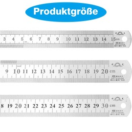 Stainless Steel Ruler, 3 Packs Metal Rulers Metal Measuring Office Ruler Set for Office Learning Drawing (Including 30cm 20cm 15cm)