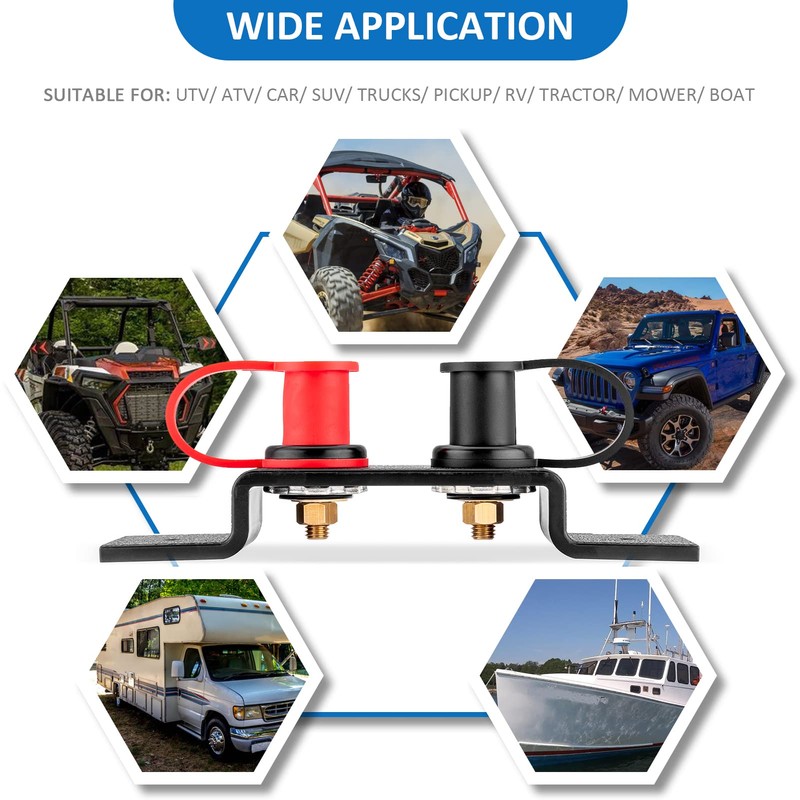 Wsays UTV Battery Jump Post Terminals Relocation Kit Quick Charging