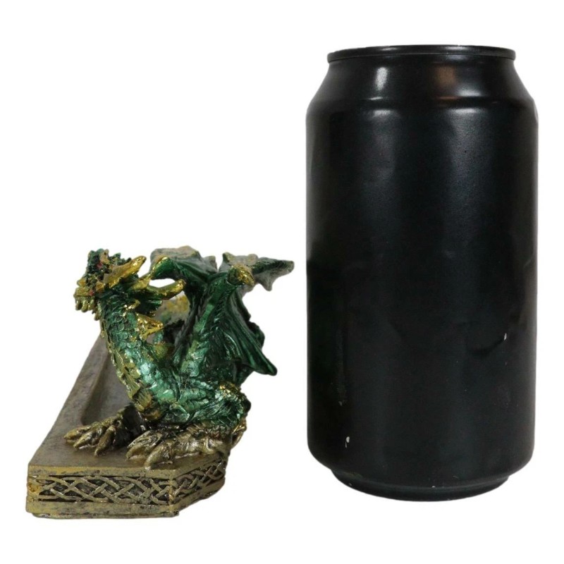 Medieval Celtic Green Dragon Roaring Incense Burner Holder Decorative Figurine