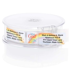 Scripture Saying Designer Rolled Address Labels with Elegant Plastic Dispenser - Roll of 500
