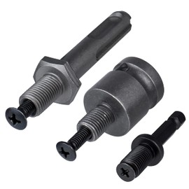 Yakamoz 3Pcs Drill Chuck Shank Adapter with 3/8-24 UNF Mount Thread, 1/4" Hex Shank for Impact Driver | SDS-Plus Shank for Rotary Hammer Drill | 1/2" Drive Female Adapter for Air Impact Wrench