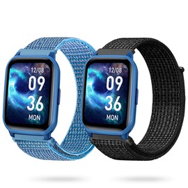 LYSANDRA 2 Pack Adjustable Nylon Watch Band Compatible with Butele H69, Quick Release Sport Loop Strap for Butele H69 Smart Watch (2 Pack A)