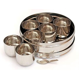 Shradha Trading Stainless Steel Masala Box,Stainless Steel Spice Box, Stainless Steel Masala Dabba, Stainless Steel Spice Container, Indian Spice Box, Kitchen Spice Box, Spice Box for Chefs