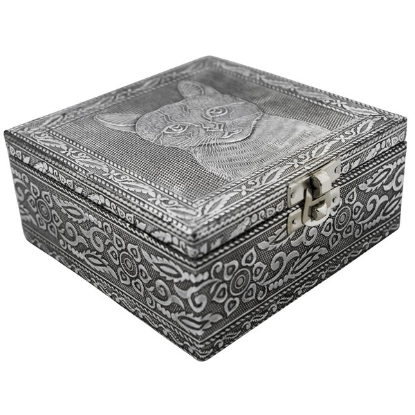 VGI Elegant Jewelry Box with Hammered Metal Cladding and Soft