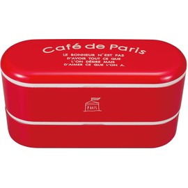 Masakazu Café de Paris 48-79248-3 Antibacterial Lunch Box, Made in Japan, Slimnest Lunch Box, 2.7 x 7.0 x 3.7 inches (6.8 x 17.8 x 9.5 cm), Red