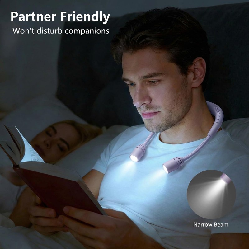 Book Light with Bluetooth Speaker,2600mAh Hands-Free Reading Light 2026New,5 Modes