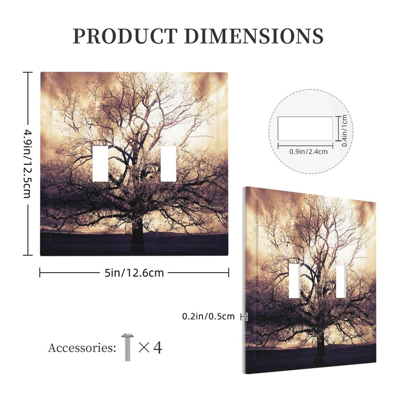 Brown Tree 2 Gang Toggle Light Switch Cover Double Toggle