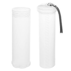 QWORK Extendable Artist Storage Tube - Durable Plastic, 4 Pack Adjustable Length 8.5" to 15", 2.4" Width, Translucent with Carrying Lanyard for Brushes, Pens & Watercolor Supplies