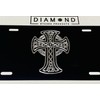 Silver Engraved Celtic Cross Car Tag Diamond Etched Vanity Front